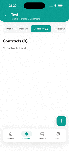 GIF: Using the contract generator to set the child's schedule and rates