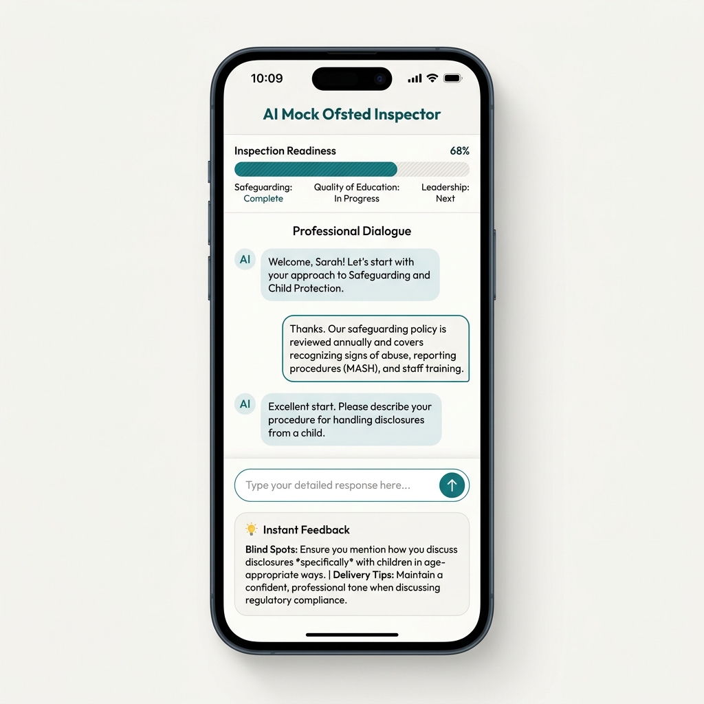AI Mock Ofsted Inspector Interface